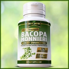 BACOPA MONNIERI EXTRACT SUPPLEMENT 60 VEGGIE CAPS Memory Brain Nootropic Pills