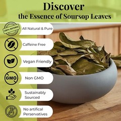 Soursop leaves, 100% Natural Whole Dried Soursop, Hojas De Guanabana, 2.6 Oz