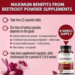 Organic Nitric Oxide Beet Root Capsules 1300mg Support Healthy Blood Circulation