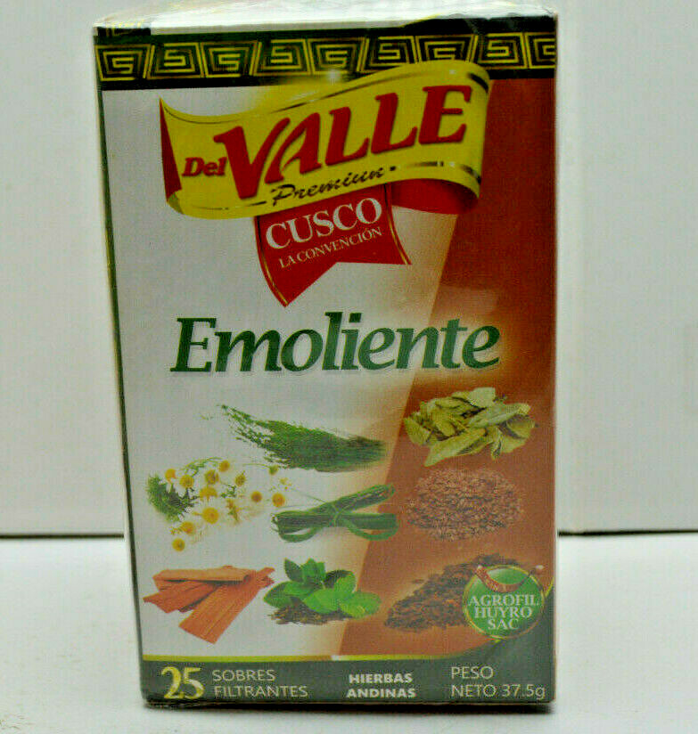 Del Valle Emoliente 25 Tea Bags. 100% Natural Premium Cusco – Peru 37.5g/1.32oz