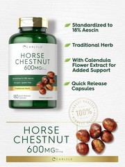 Horse Chestnut Capsules Extract | 600mg | 180 Count | Non-GMO | by Carlyle