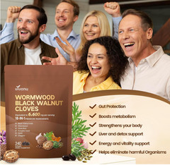 Wormwood Black Walnut Clove Softgels,18-in-1 Herbal 6600mg Gut Cleanse,240 Count