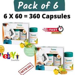 6 Boxes x Himalaya Ayurslim 360 Caps For Fat Burner Weight Manage Exp 2028