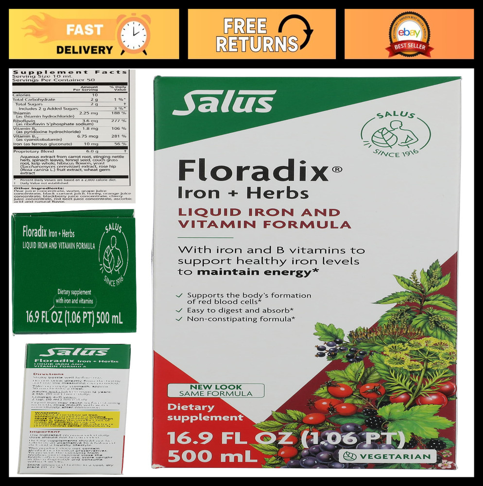 Iron Supplement Liquid with Herbs, 17 Fl Oz – Boost Energy & Vitality