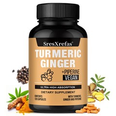 SresXrefas Turmeric Ginger Piperine 120 Veg Capsules Ultra High Absorption