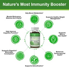 Moringa Oleifera Leaf Organic Extract 1,00mg Strength Antioxidant 120 Capsules