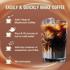 2 Bag Mushroom Coffee, Instant Mushroom Coffee Powder with 6 Adaptogenic