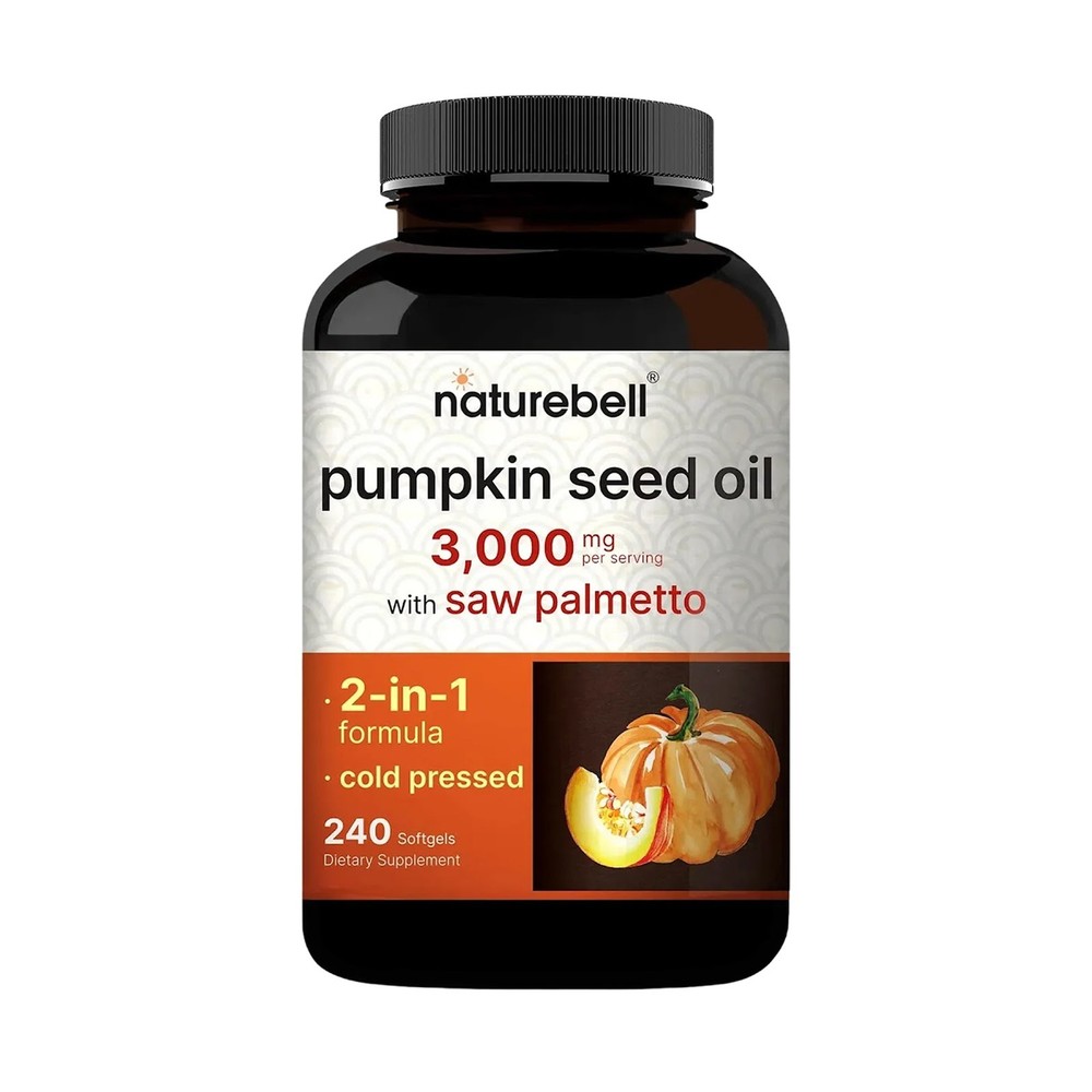 NatureBell Pumpkin Seed Oil 3000mg 240 Softgels Saw Palmetto – 80 Servings