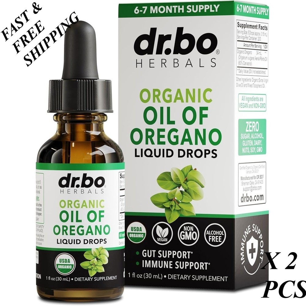 2 BOTTLES-LUXRY NEW Oregano Oil Organic Liquid Drops – 6Month Supply Organic Oil