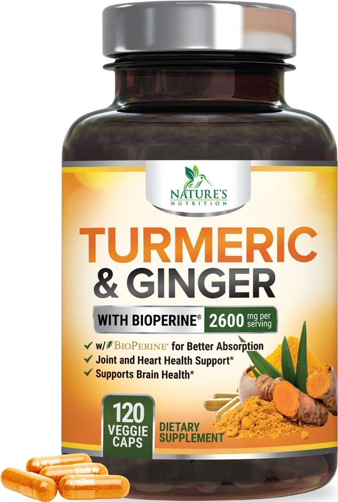 Turmeric Curcumin with Ginger – 95% Curcuminoids 2600mg Max potency w BioPerine