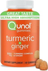 Qunol Turmeric and Ginger Gummies, Gummy with 500mg 60 Count (Pack of 1)