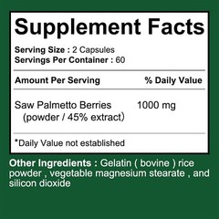 Saw Palmetto Capsules 1000mg – Prostate Health Support,Reduce Frequent Urination