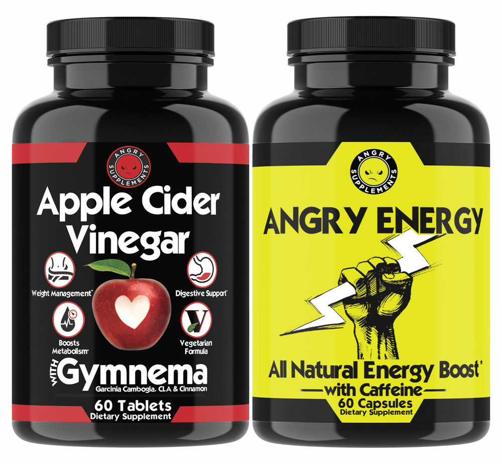 Apple Cider Vinegar w. Gymnema Weight Loss Fat Burner and Angry Energy Combo 2PK