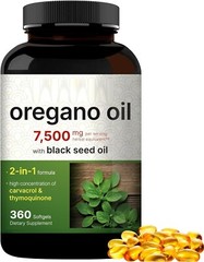 Oregano Oil 7500mg 360gels Contains Carvacrol mediterranean and wild Harvest