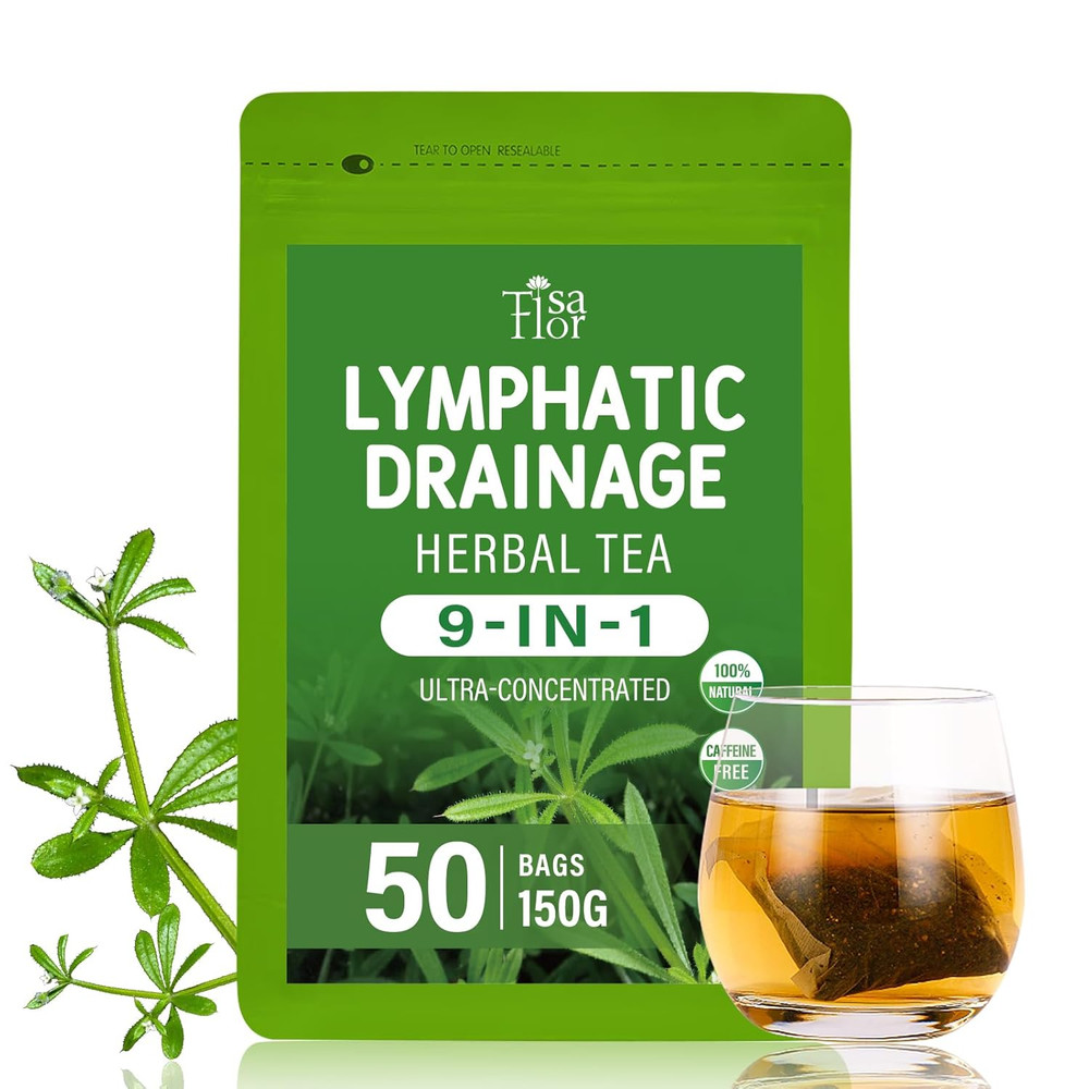 Tisaflor Cleavers Herb Lymphatic Drainage Tea Bags, 50 Counts for Lymph System