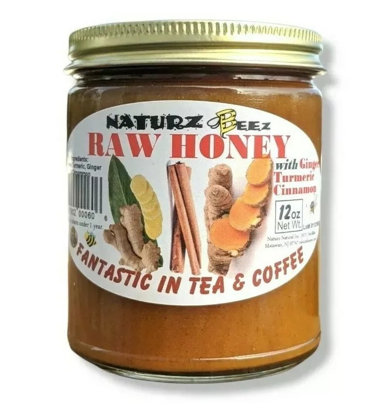 RAW HONEY with GINGER, TURMERIC, & CINNAMON 12oz 100% PURE HONEY