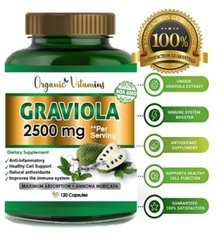 Soursop Extract 2500 mg 120 Capsules | Non-GMO, Gluten Free ORGANIC Graviola