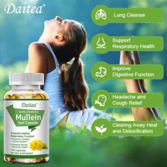 Healthfare Mullein Leaf Capsules Support Lung Cleanse Support Respiratory Health