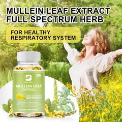 Mullein Leaf Capsules For Lung Cleansing & Detox Herbal Dietary Supplement