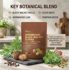 2Pk Wormwood Black Walnut Cloves 6600mg 18-in-1 Detox Softgels 480 Ct