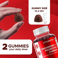 2 Pack – Vitamatic Vegan Cranberry Gummies, 25,000mg per Serving 60 Count