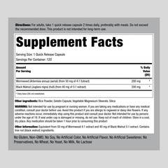 Black Wormwood Walnut Complex | 400mg | 120 Capsules | Non-GMO | by Piping Rock