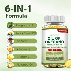 Oil of Oregano With Black Seed Oil 6000mg, 6 in 1 fomula