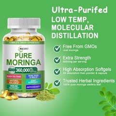 Moringa Softgels, Organic Pure Oleifera Leaves 120 Count (Pack of 1)