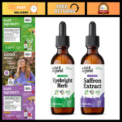 Organic Eyebright & Saffron Herbal Tinctures 2 fl oz – Natural Eye Support & Wel