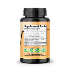 TURMERIC GINGER BLACK PEPPER EXTRACT BIOPERINE CAPS CURCUMIN TUMERIC ORGANIC 60
