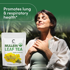 Mullein Leaf Tea Bags For Lungs Detox&Respiratory Support Non-GMO Caffeine-free