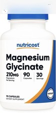 Nutricost Magnesium Glycinate Capsules (90 Capsules 210 mg Per Serv) EXP 10/28