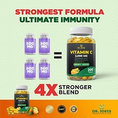 Dr. Joel’s Vitamin C 2000mg Tablets with Zinc, Elderberry – 200 Count