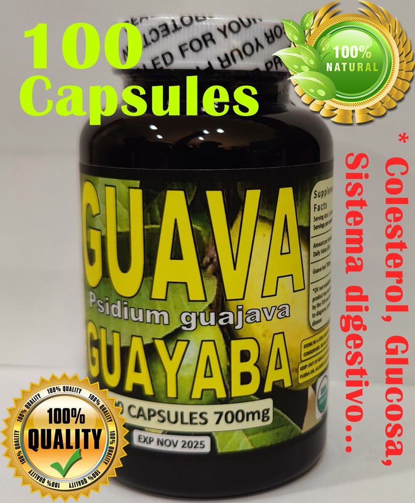 Hojas de Guayaba,Mexican Guava Leaves,Organic Guava leaves Natural 100 Caps !!!