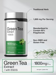 EGCG Green Tea Extract Pills | 1800mg 180 Capsules | Max Potency | by Horbaach
