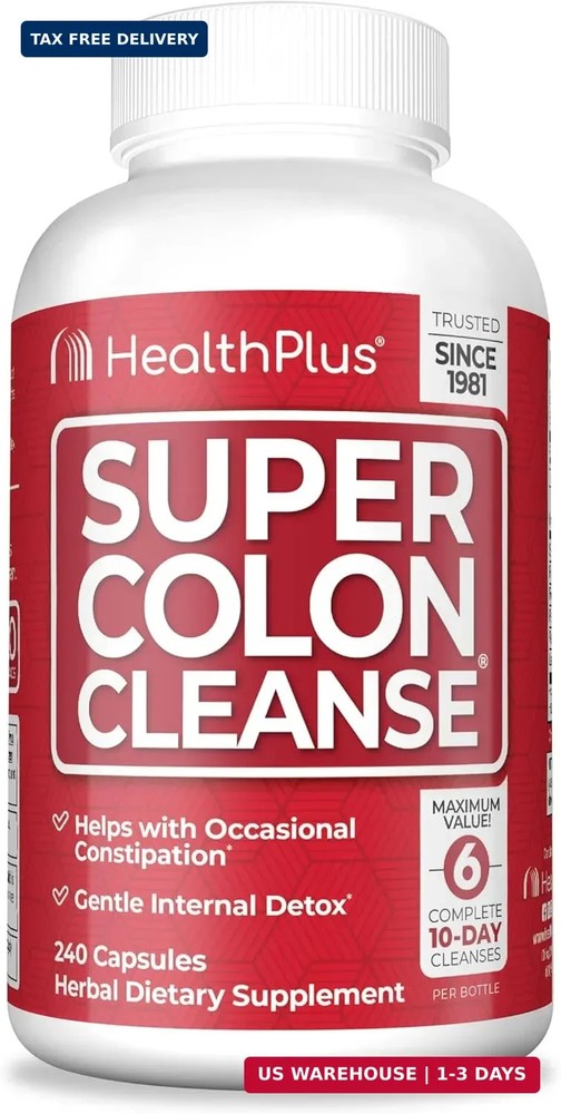 Health Plus Super Colon Cleanse 60 Day Supply of Gentle Gut Cleanse Detox, Psyll
