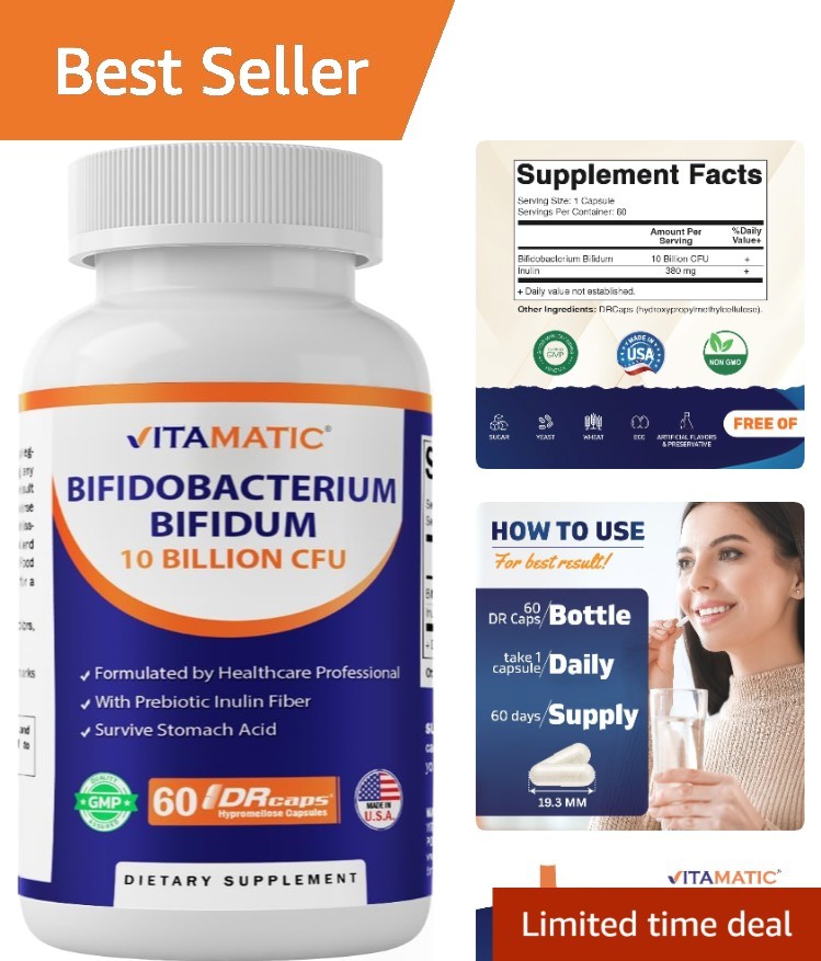 Digestive Support with 10 Billion Bifidobacterium Bifidum – Gluten-Free Capsules