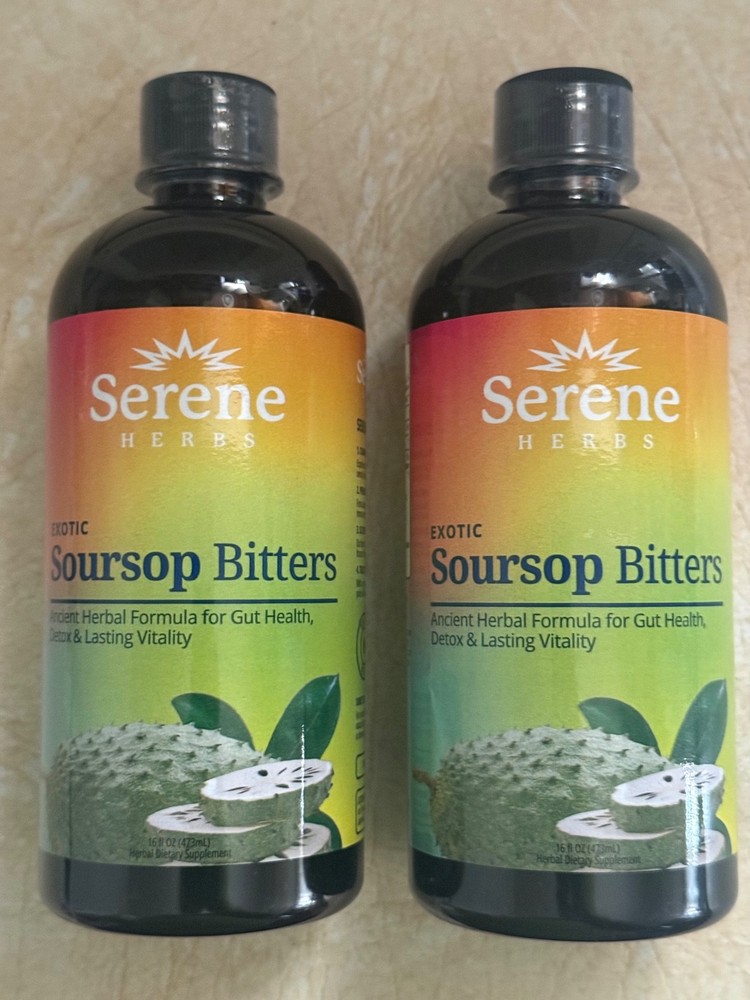2 Packs Serene Herbs Exotic Soursop Bitters Liquid Gut Health Detox Gut Hesalth