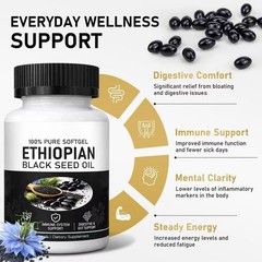 OIL Black Seed Ethiopian Softgels|4.64% Thymoquinone Capsules |Gluten-Free,60 US