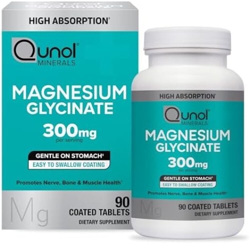 Qunol Magnesium Glycinate 300Mg, 100% Glycinate Chelated Magnesium, 90 Tablets