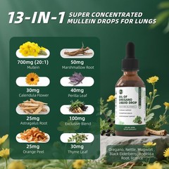 Mullein Drops for Lungs, Detox and Cleanse Mullein Extract Supplement 60ml