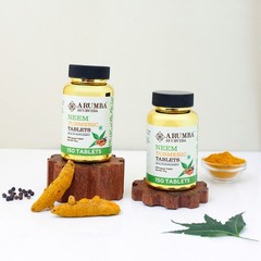 Arumba Neem + Turmeric Tabs | With Black Pepper | Skin, Detox | 150 Tablets