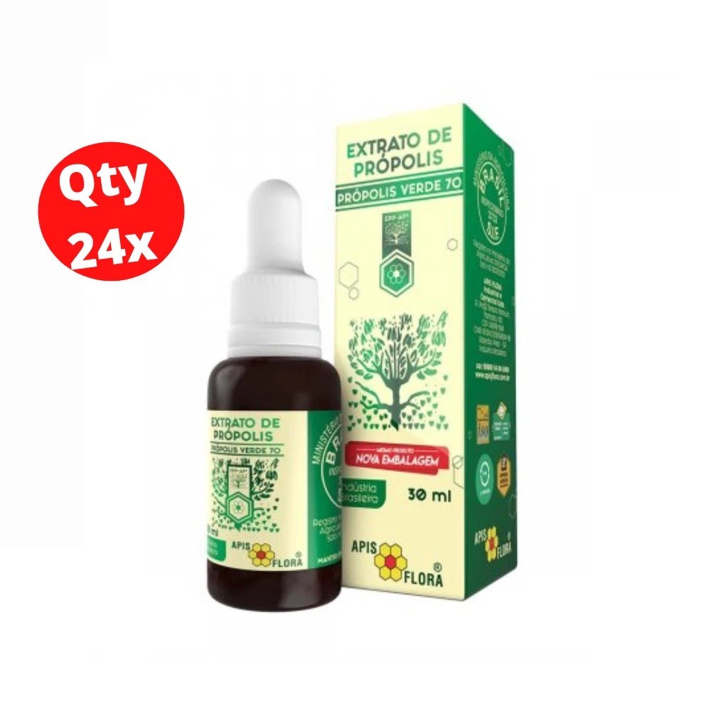 Propolis 70 Extract APIS FLORA Brazilian Bee Green 24 Bottles x 30mL