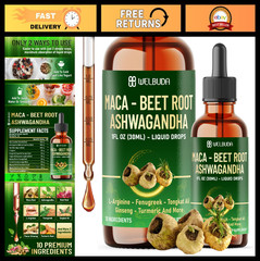 10-in-1 Maca Root Liquid Drops with Ashwagandha, Fenugreek & L-Arginine – Energy