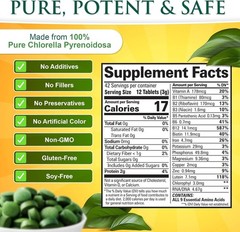 Sunlit Best USDA Organic Premium Chlorella Tablets 500 Tabs | 100% Pure Chlorell