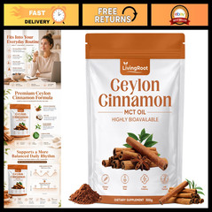 Organic Ceylon Cinnamon Powder with MCT Oil – Gluten Free, Non-GMO, 10.5oz
