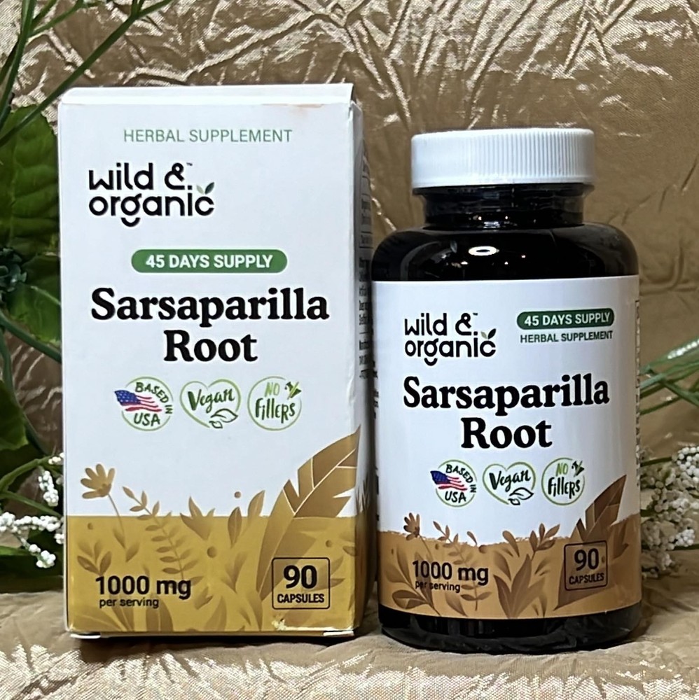 Wild & Organic SARSAPARILLA ROOT 1000mg 90Caps – Skin & Detox Support Exp 03/27