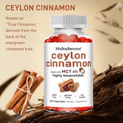 Mshuheene Ceylon Cinnamon with MCT Oil Highly Bioavailable 120 Capsules Formula