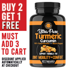 Angry Supplements Turmeric 95% Curcumin Capsules w. Black Pepper Pills 60 Ct