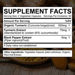Turmeric Curcumin With Black Pepper,Support Joint Health High Absorption 120caps